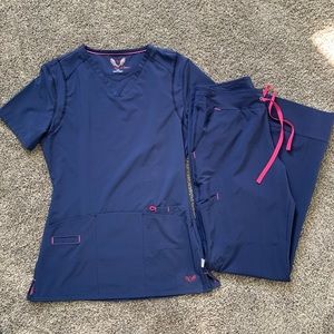 Royal Blue Smitten Scrub Set